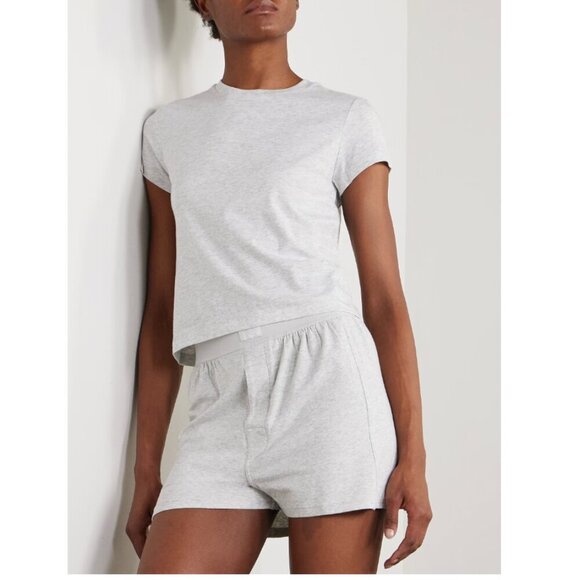 SKIMS Relaxed Fit Boyfriend Boxers in Light Heather Grey Size Small - Picture 1 of 6